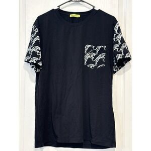 Versace Jeans Black Tiger Print Pocket T Shirt Mens Size Small